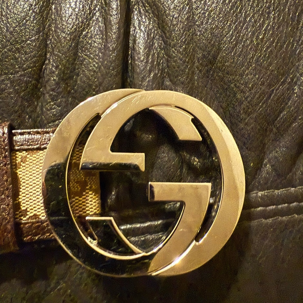 Gucci Dark Brown Leather Belt with Gold Logo